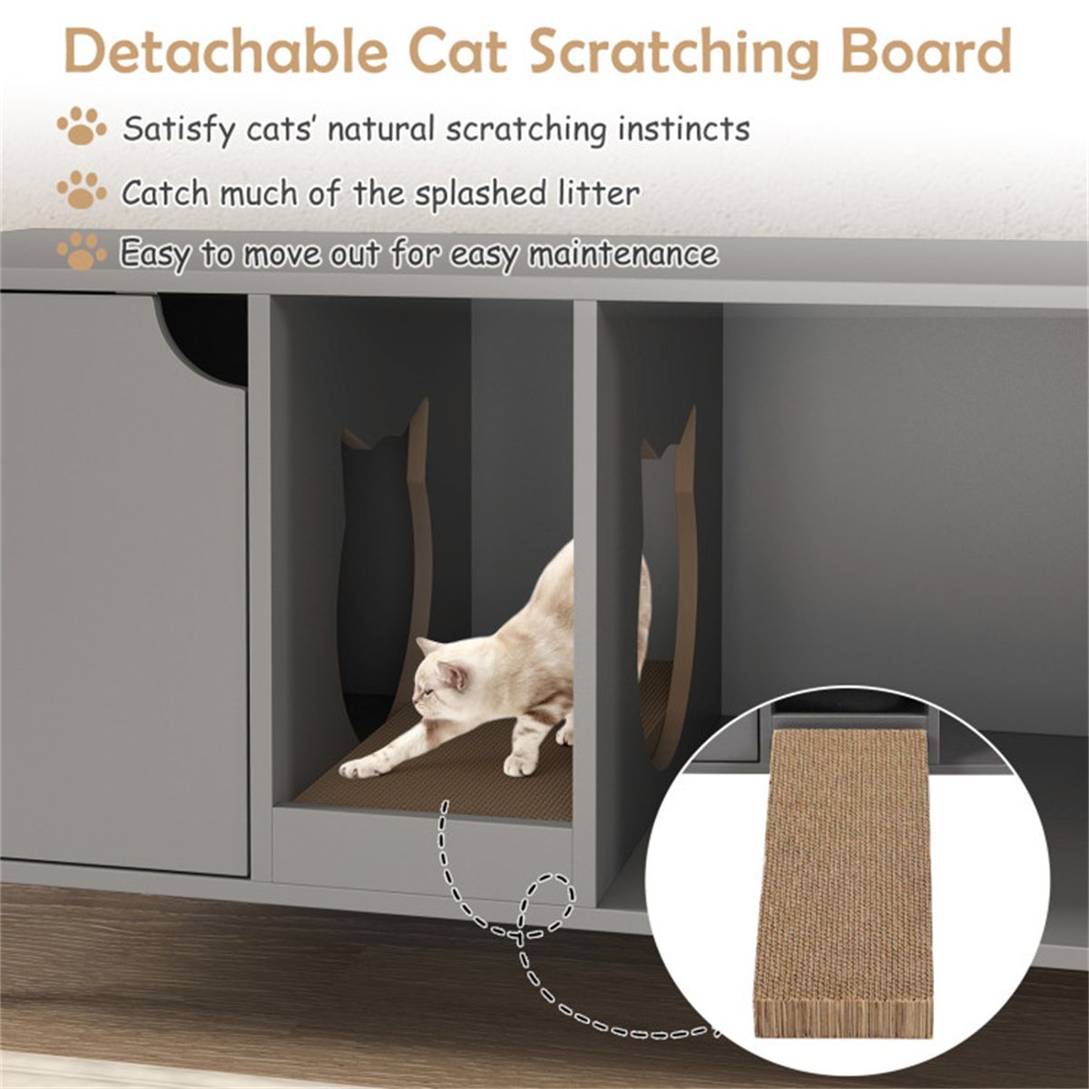 Gray Cat Litter Box Enclosure