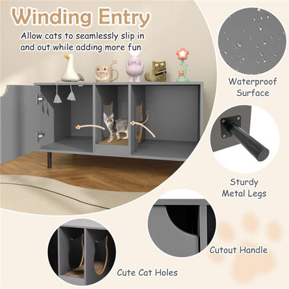 Gray Cat Litter Box Enclosure