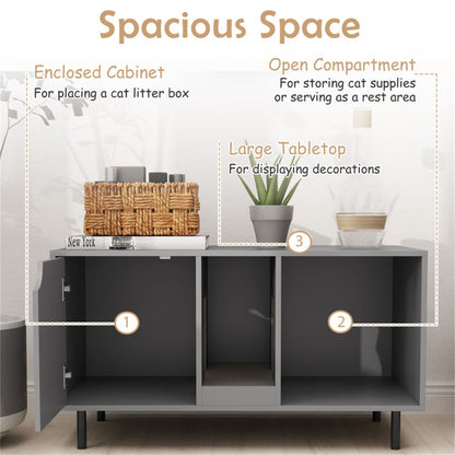 Gray Cat Litter Box Enclosure