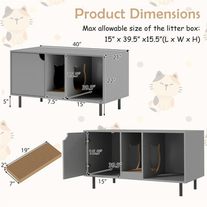 Gray Cat Litter Box Enclosure
