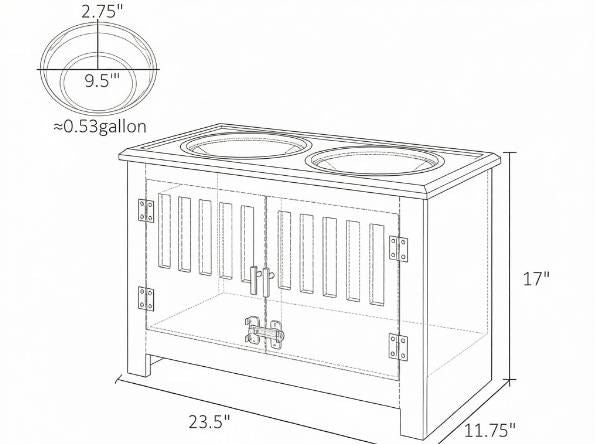 Gray Dog Food Storage Cabinet with Bowls and Feeding Station