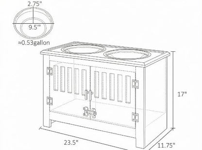 Gray Dog Food Storage Cabinet with Bowls and Feeding Station