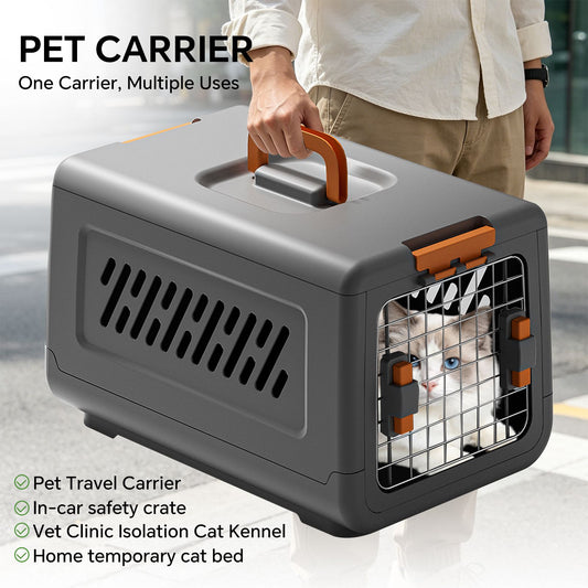 Grey Aviation Enclosed Cat Litter Box with Handle, Spacious Anti