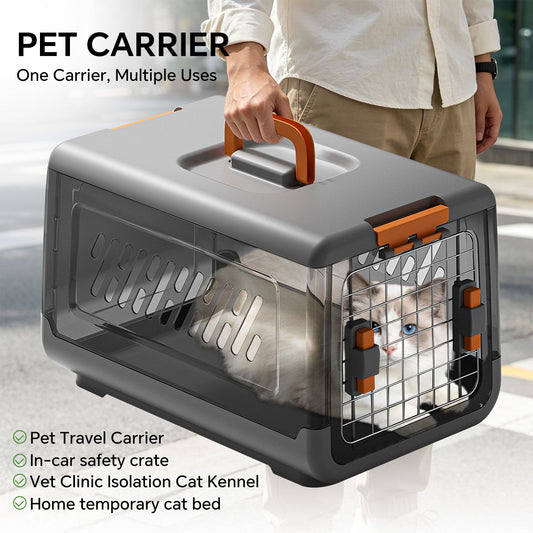 Grey Aviation Enclosed Cat Litter Box with Handle, Spacious Anti