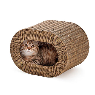 Handwoven Cat Cave House - Indoor Kitten Bed with Double-Sided