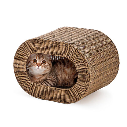 Handwoven Cat Cave House - Indoor Kitten Bed with Double-Sided