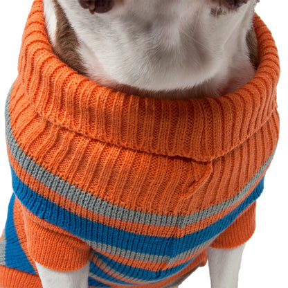Heavy Cable Knit Striped Fashion Polo Dog Sweater