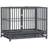 Heavy Duty Dog Cage 42 Metal Kennel with Wheels Double Door