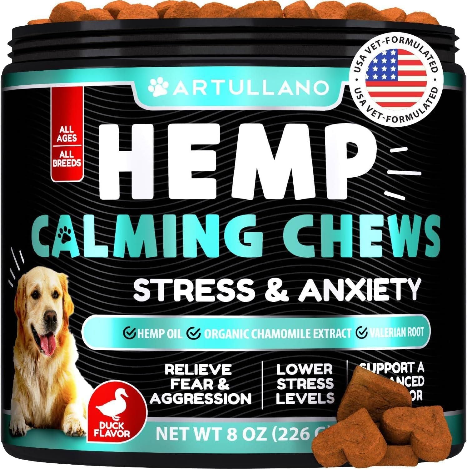 Hemp Calming Chews for Dogs with Turmeric, Valerian & Ginger