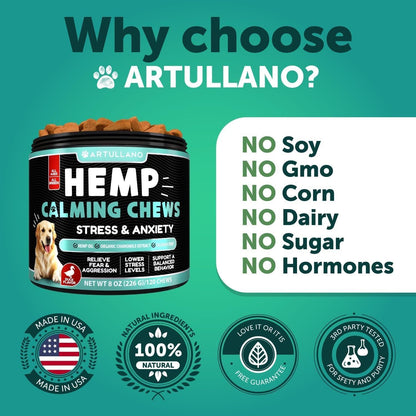 Hemp Calming Chews for Dogs with Turmeric, Valerian & Ginger