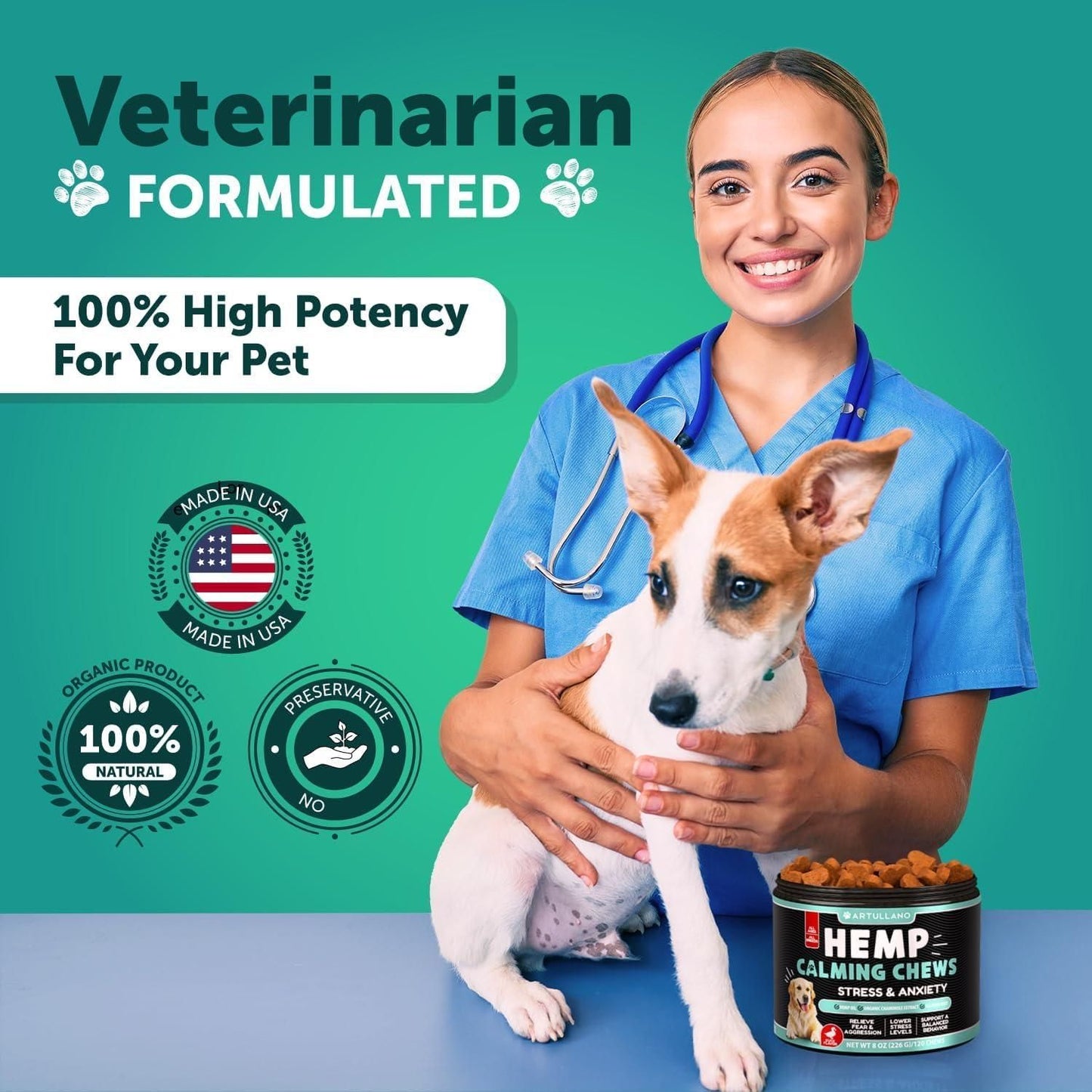 Hemp Calming Chews for Dogs with Turmeric, Valerian & Ginger