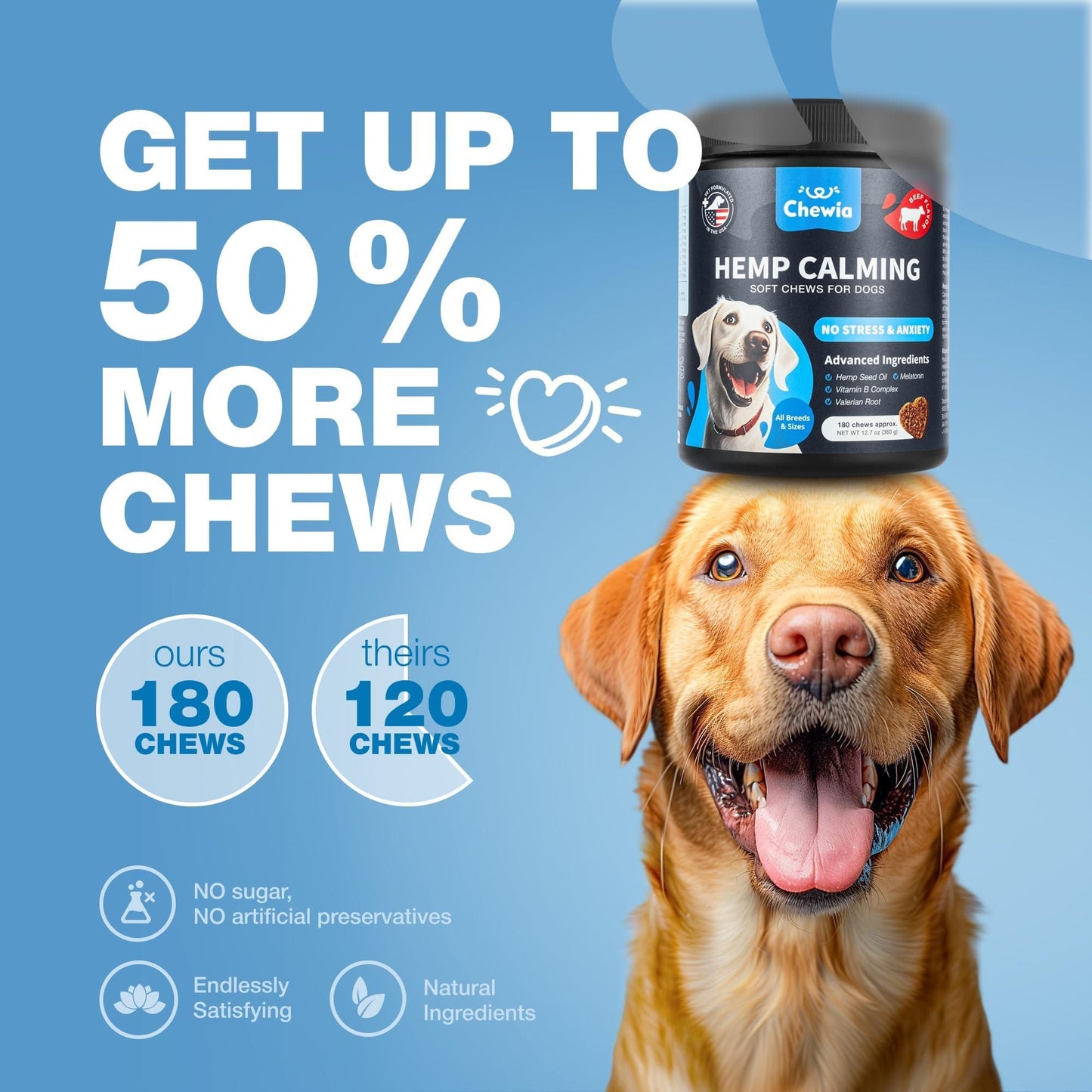 Hemp Calming Chews for Dogs with L-Theanine & Chamomile