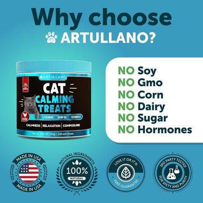 Hemp Calming Chews for Cats with Melatonin, 135 Soft Chews