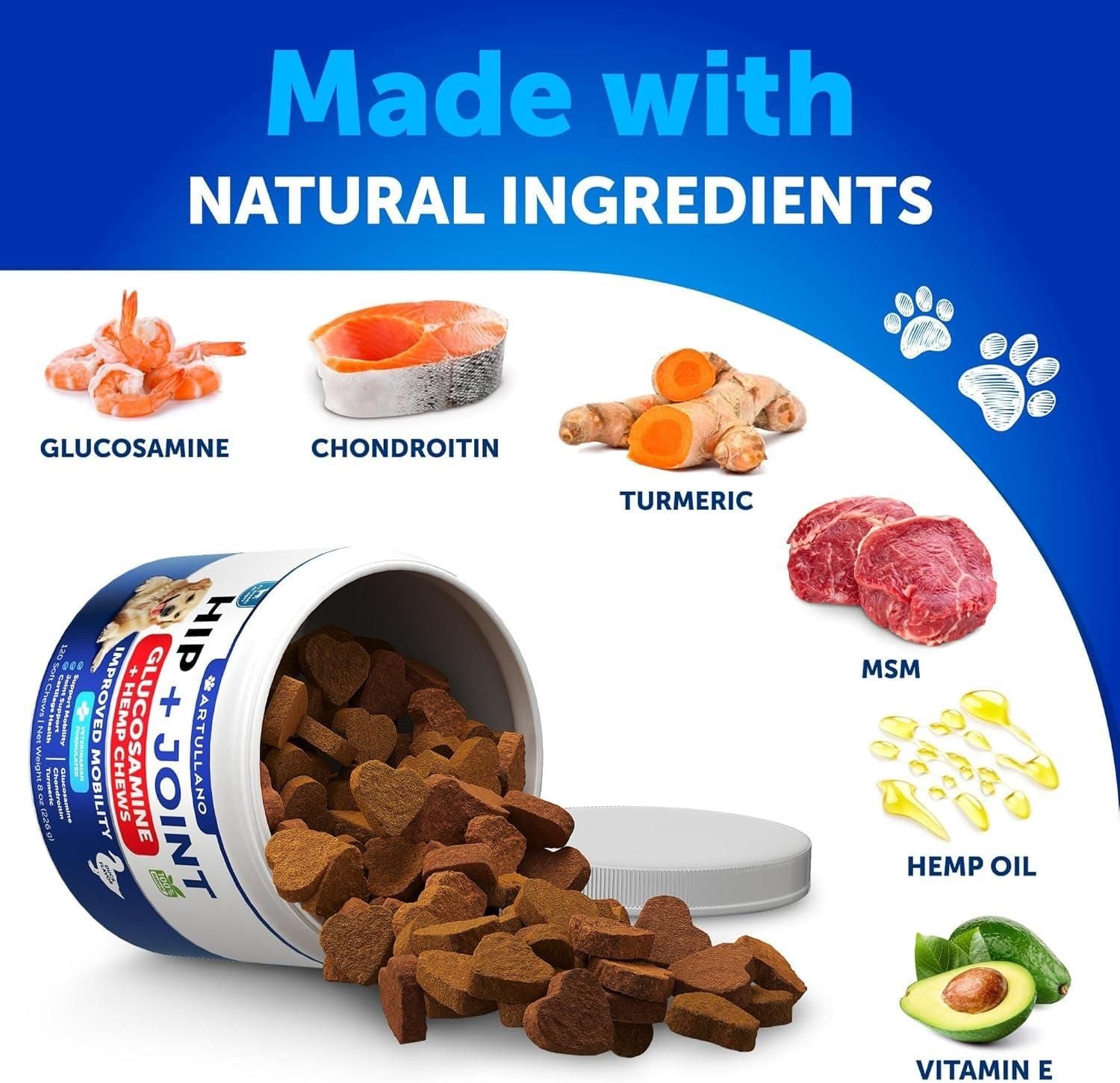 Hemp Hip & Joint Support Chews for Dogs with Glucosamine