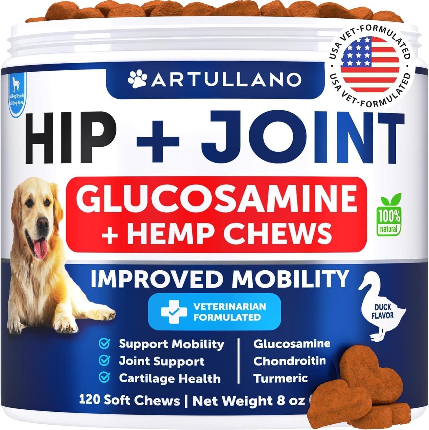 Hemp Hip & Joint Support Chews for Dogs with Glucosamine