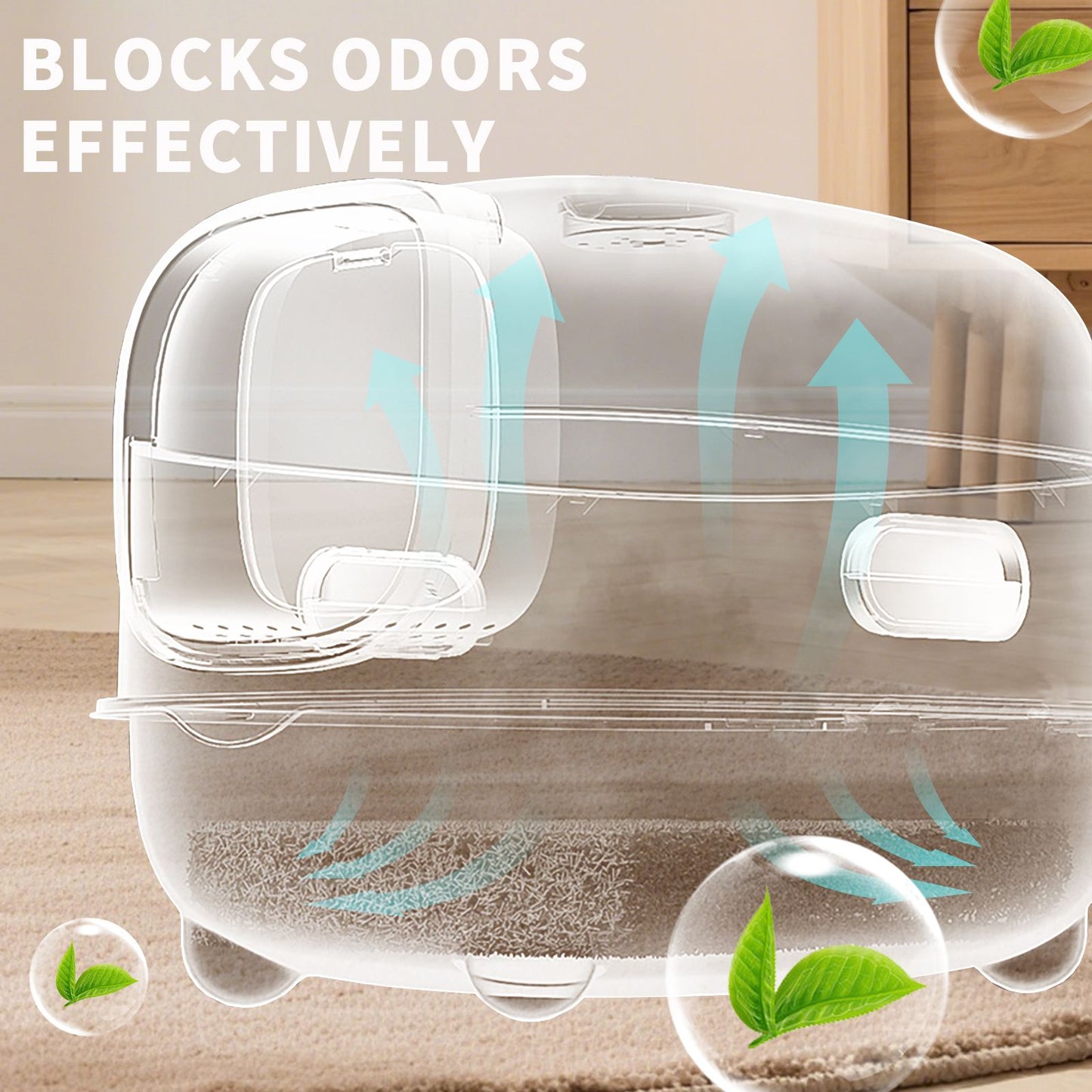 High-Capacity Enclosed Cat Litter Box | Odor-Lock