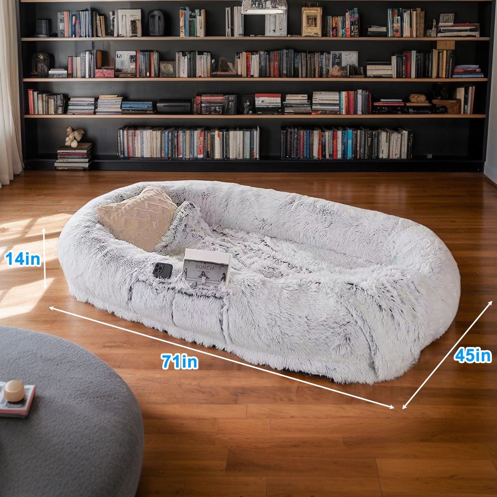 Human Dog Bed, Washable Faux Fur Dog Bed for People Doze Off
