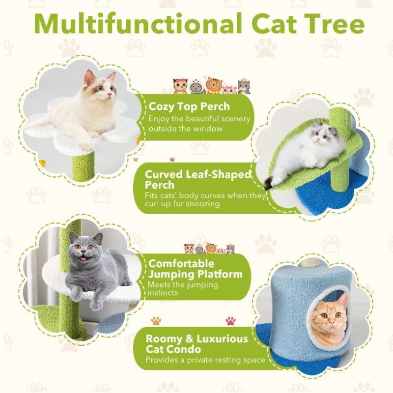 Indoor Cat Tower with Sisal Covered Scratching Posts