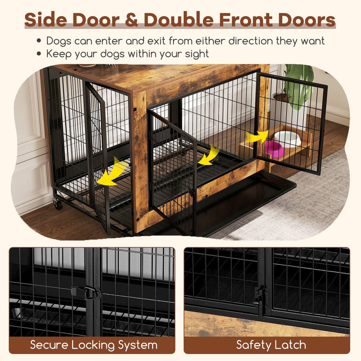 Industrial Dog Kennel with Flip-up Top 3 Lockable Doors