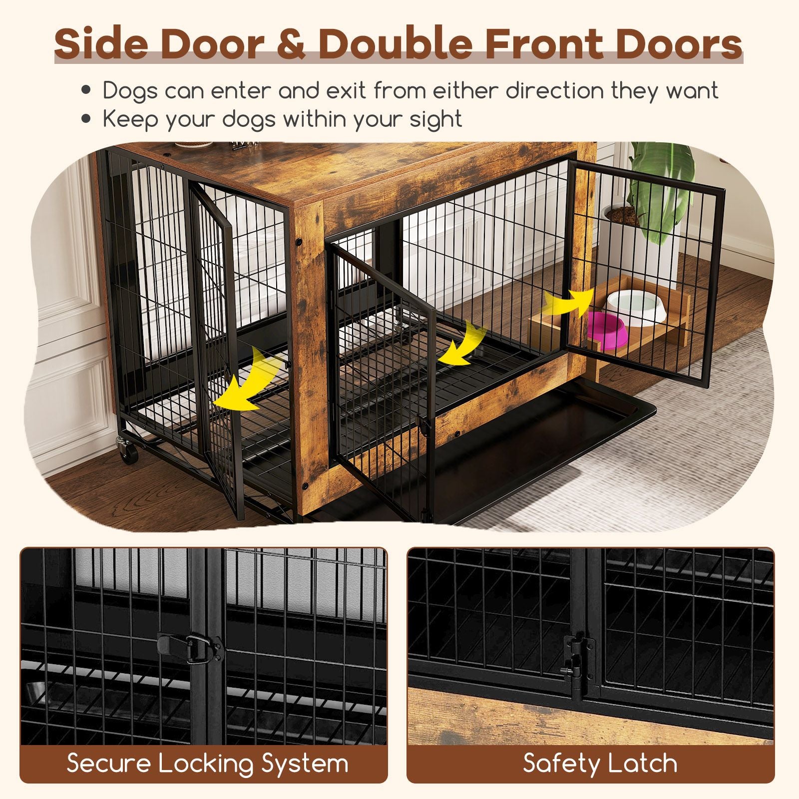 Industrial Dog Kennel with Flip-up Top 3 Lockable Doors