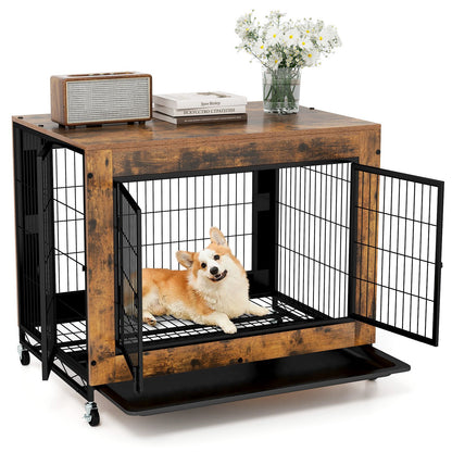 Industrial Dog Kennel with Flip-up Top 3 Lockable Doors