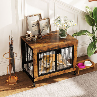 Industrial Dog Kennel with Flip-up Top 3 Lockable Doors