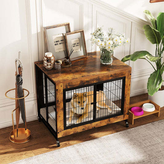 Industrial Dog Kennel with Flip-up Top 3 Lockable Doors