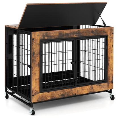 Industrial Dog Kennel with Flip-up Top 3 Lockable Doors