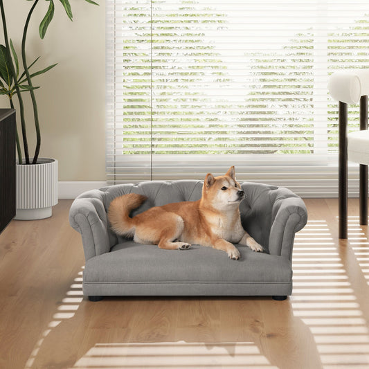 Kiki 36.5" Chesterfield Dog Sofa Bed, Medium, Uptown Gray Stain