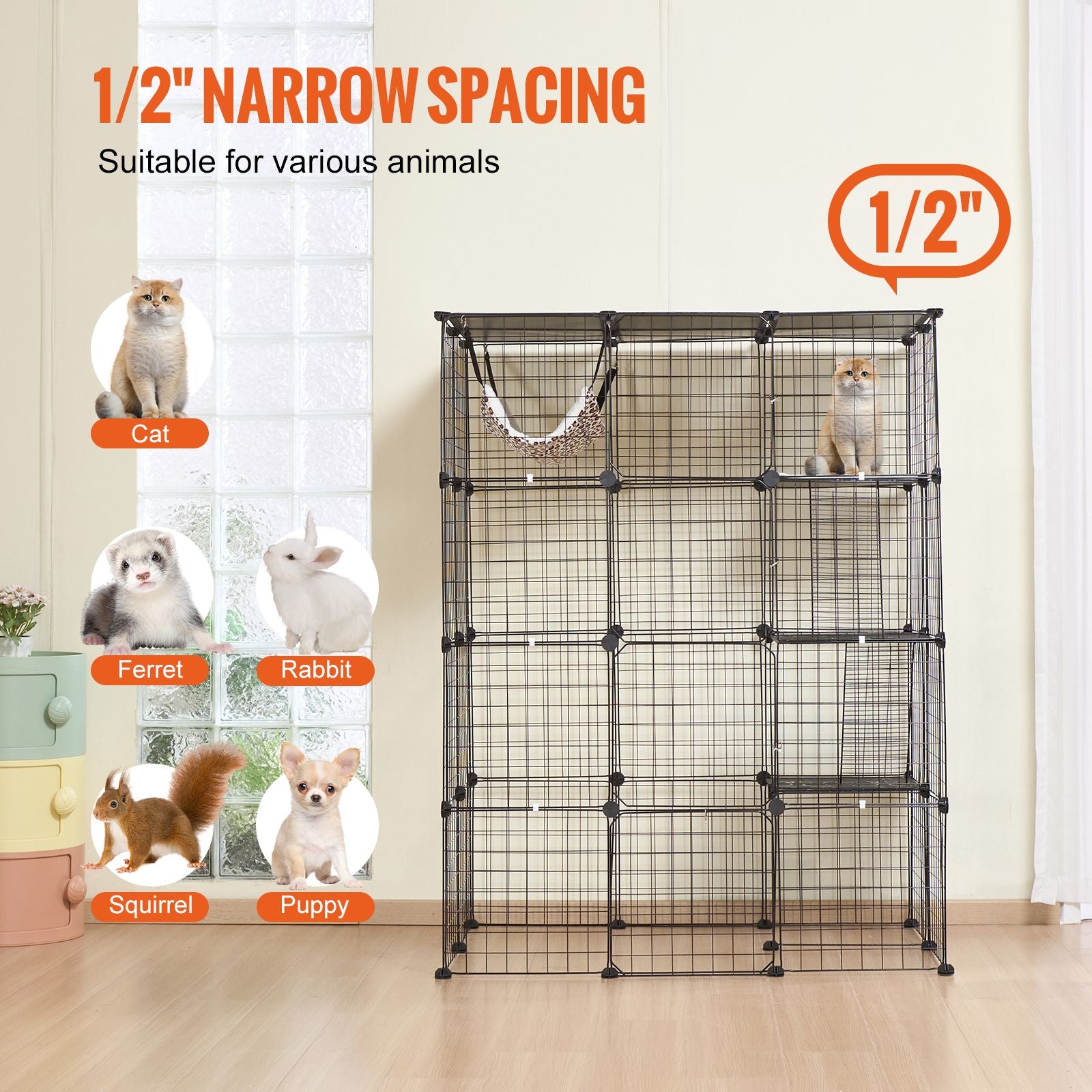 Large 4-Tier Cat Cage, 41 X 28 X 55", Detachable Metal Wire Cat