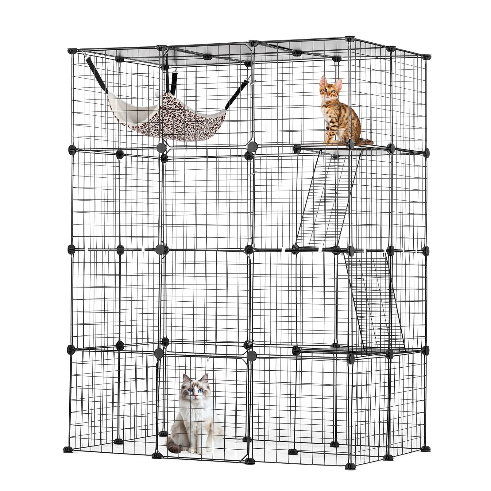 Large 4-Tier Cat Cage, 41 X 28 X 55", Detachable Metal Wire Cat