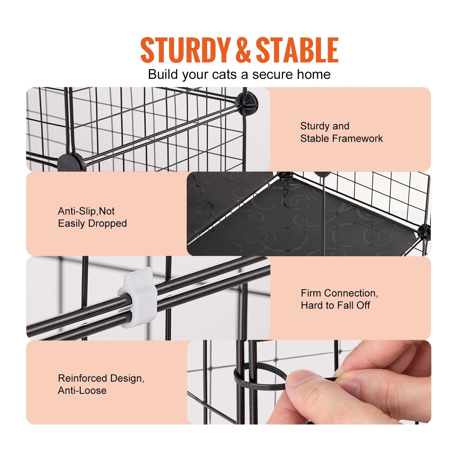 Large 4-Tier Cat Cage, 41 X 28 X 55", Detachable Metal Wire Cat