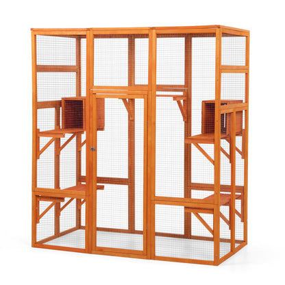 Large Cat Enclosure with 5 Perches, 2 Condos and 1 Lockable Door