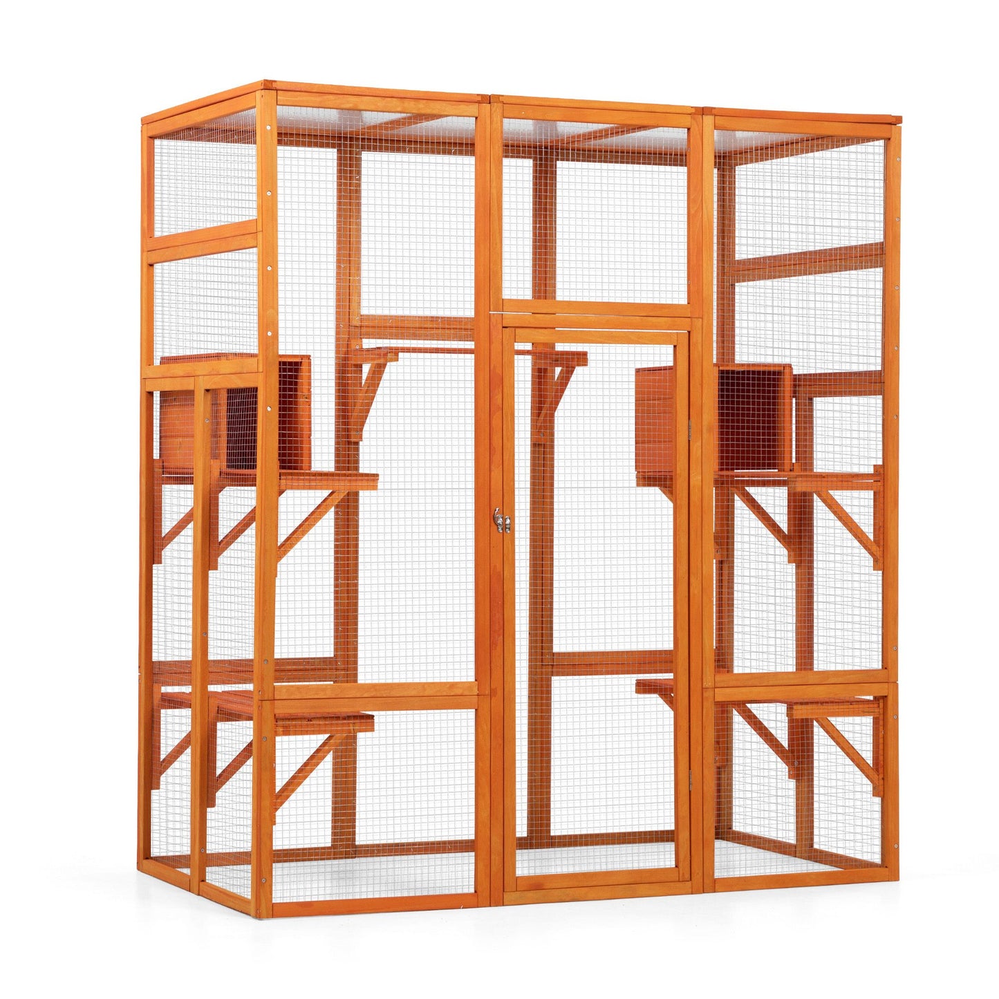 Large Cat Enclosure with 5 Perches, 2 Condos and 1 Lockable Door