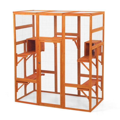 Large Cat Enclosure with 5 Perches, 2 Condos and 1 Lockable Door