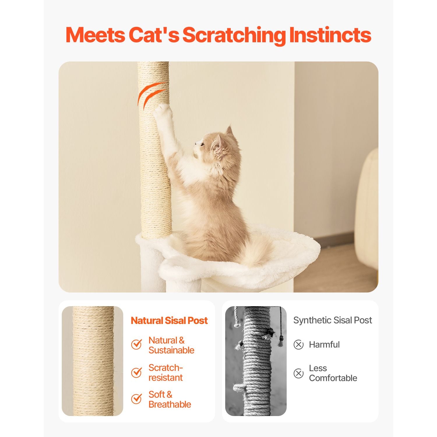 Large Cat Tree, 68.9 Inches Tall, Cat Tower, Multi-Level Cat Condo