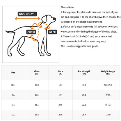 Large Dog Winter Fall Coat Wind-Proof Reflective Anxiety Relief