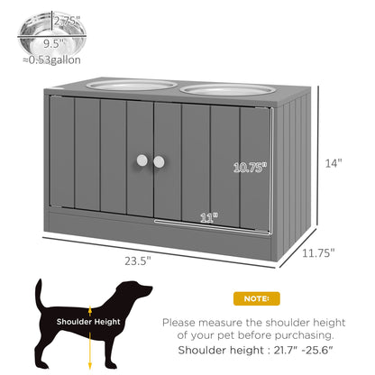 Large Elevated Dog Bowls with 44L Storage Cabinet, Raised Pet Food