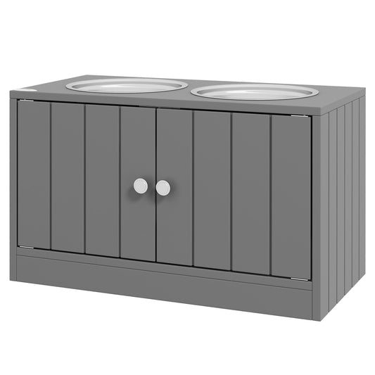 Large Elevated Dog Bowls with 44L Storage Cabinet, Raised Pet Food