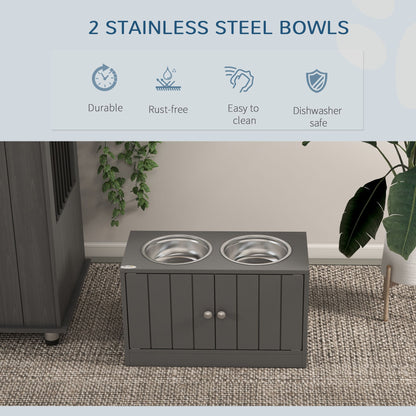 Large Elevated Dog Bowls with 44L Storage Cabinet, Raised Pet Food