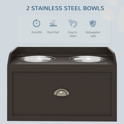 Large Elevated Dog Bowls with Storage Drawer Containing 21L