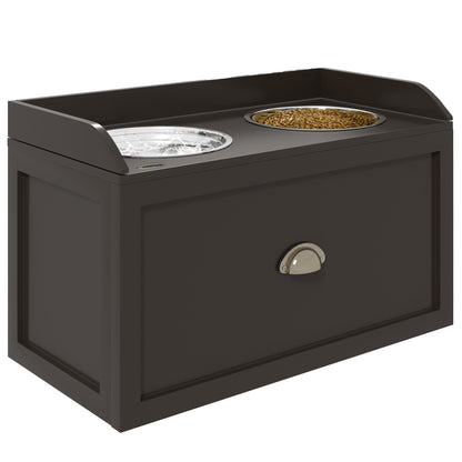 Large Elevated Dog Bowls with Storage Drawer Containing 21L