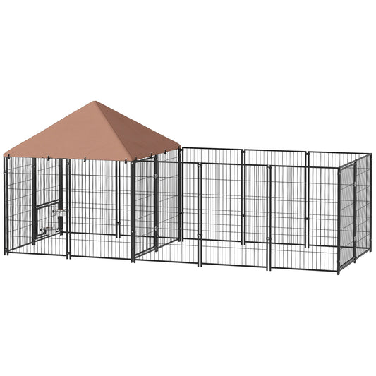 Large Outdoor Dog Kennel with Rotating & Adjustable Height Bowls