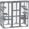 Large Wooden Catio Outdoor with 6 Jumping Platforms, Sunshine Panel