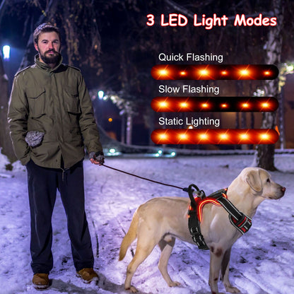 Light up Dog Harness Rechargeable LED Dog Harness No Pull Lighted