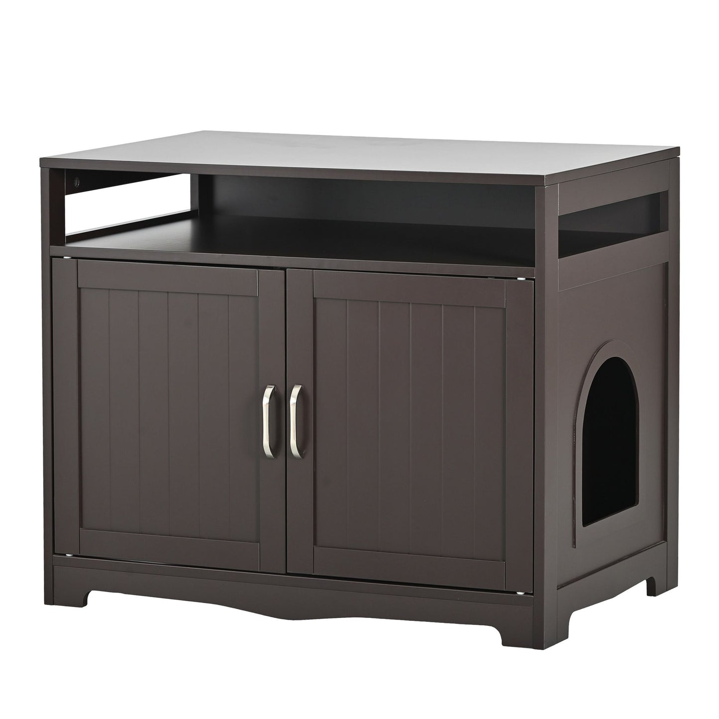 Litter Box Enclosure, Cat Litter Box Furniture with Hidden Plug, 2