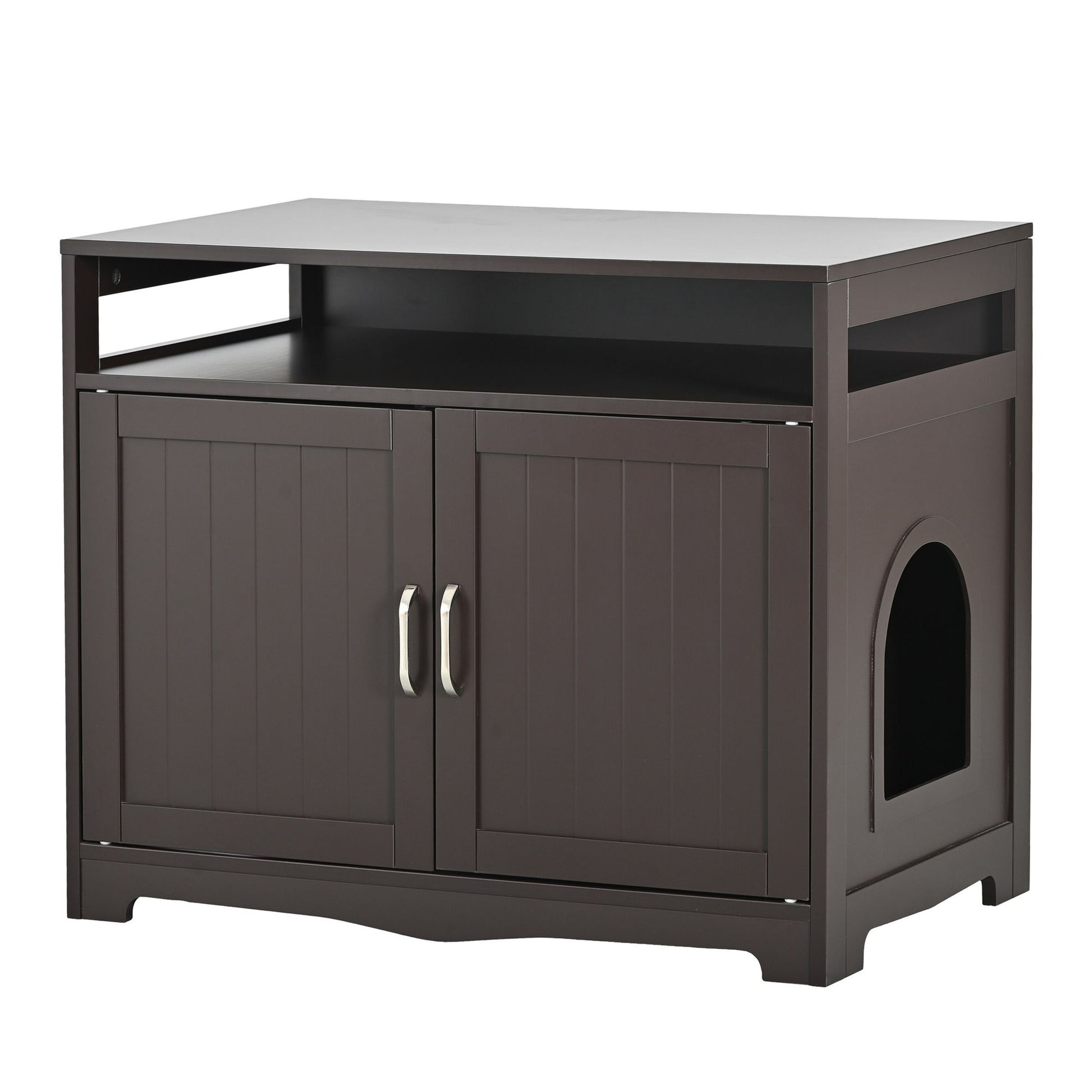 Litter Box Enclosure, Cat Litter Box Furniture with Hidden Plug, 2