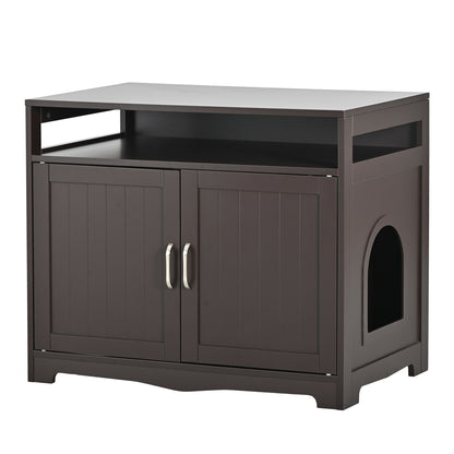 Litter Box Enclosure, Cat Litter Box Furniture with Hidden Plug, 2