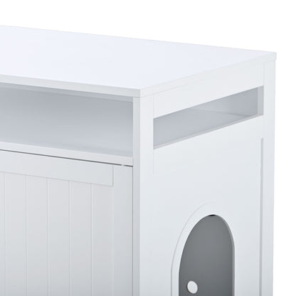 Litter Box Enclosure, Cat Litter Box Furniture with Hidden Plug, 2