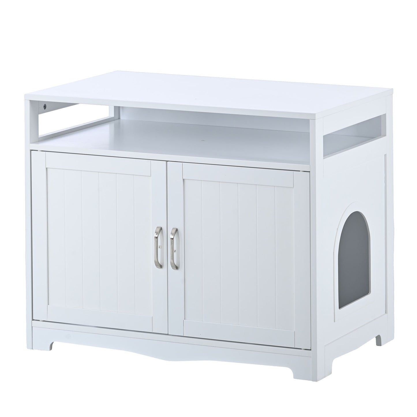Litter Box Enclosure, Cat Litter Box Furniture with Hidden Plug, 2